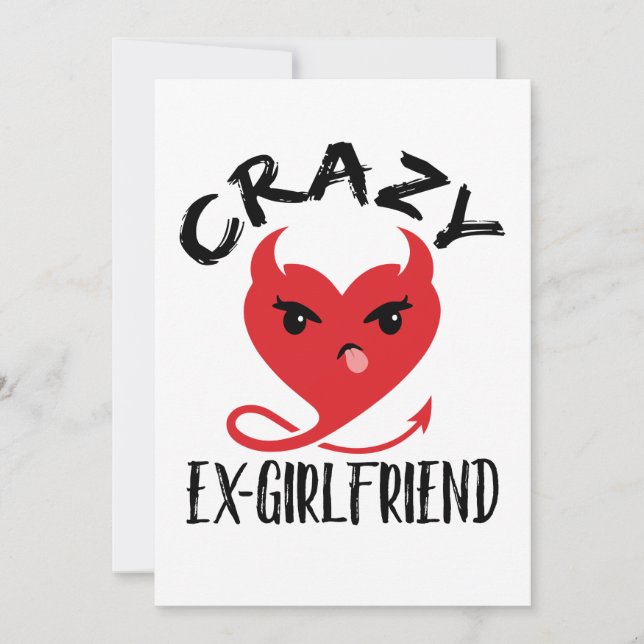 Crazy Ex-Girlkompis Funny Djävulen Red Heart Julkort (Framsida)