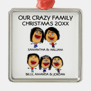 Crazy Family of Fem Tecknader Ornament