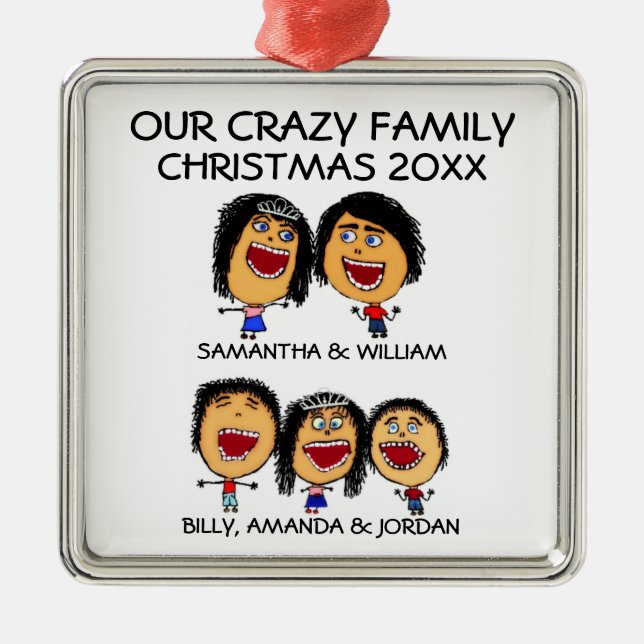 Crazy Family of Fem Tecknader Ornament (Framsidan)