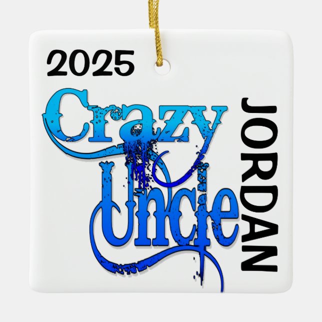 Crazy farbror ANPASSNINGSBAR Julgransprydnad Keramik (Framsida)