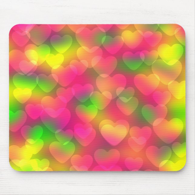 Crazy Färg Heart Bokeh-Computer Mousepad Musmatta (Framsidan)