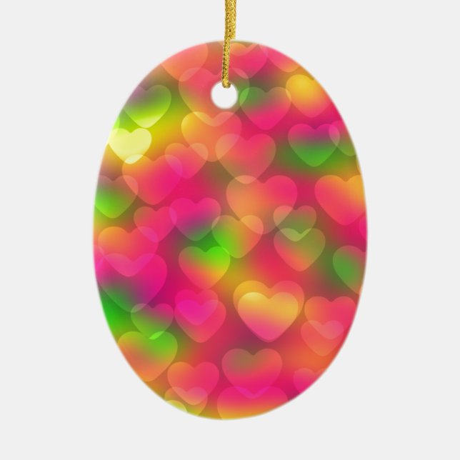 Crazy Färg Hearts Bokeh ORNAMENT (Framsidan)