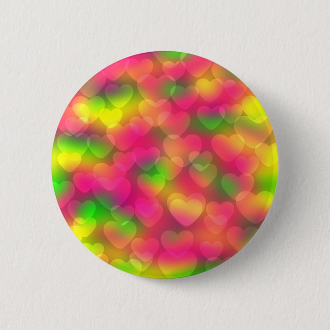 Crazy Färg Hearts Bokeh PIN BUTTON Knapp (Framsida)
