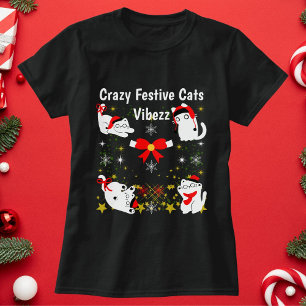 Crazy Festive Cats-Personligen - en vacker jul T Shirt