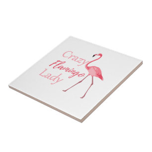Crazy Flamingo Dam Funny Flamingo Kakelplatta