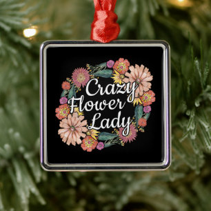 Crazy Flower Dam - Zinnia Gardener Julgransprydnad Metall