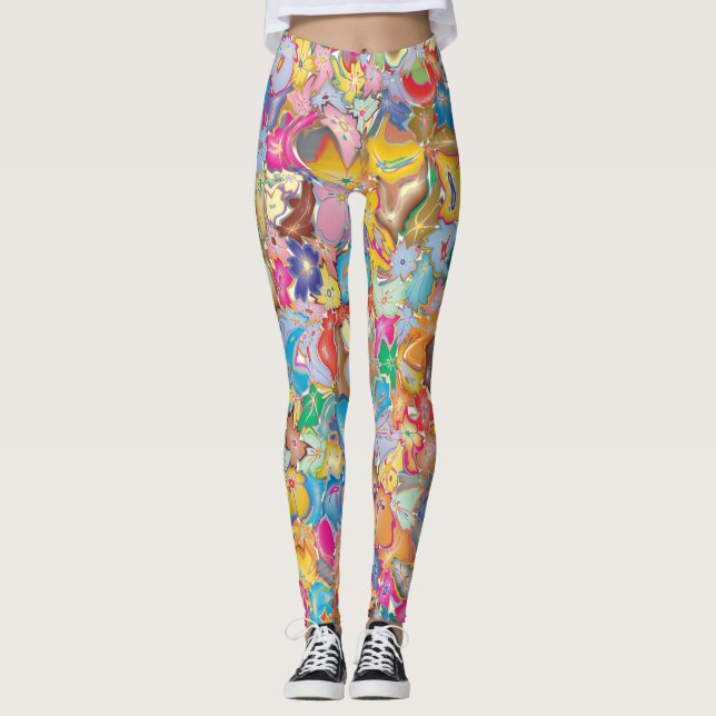 Crazy Flowers Leggings (Framsida)