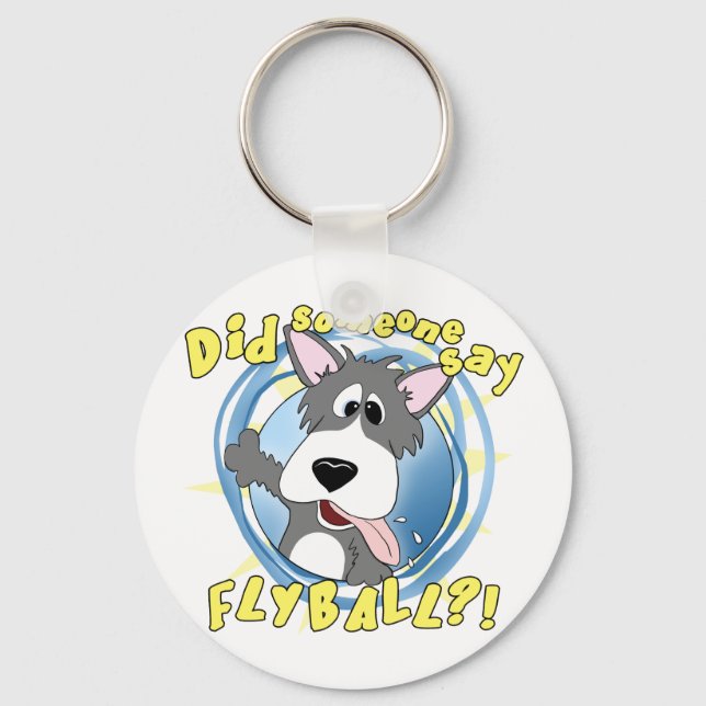 Crazy Flyball Hund Keychain Nyckelring (Framsida)
