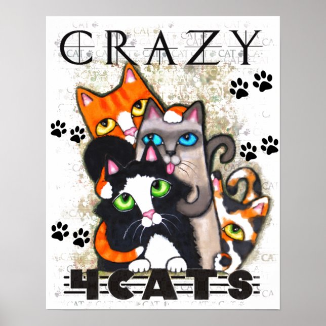 Crazy for Cats Art Print Poster (Framsidan)