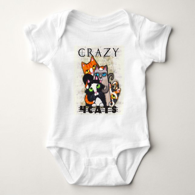 Crazy for Cats Baby Creeper Tee (Framsida)