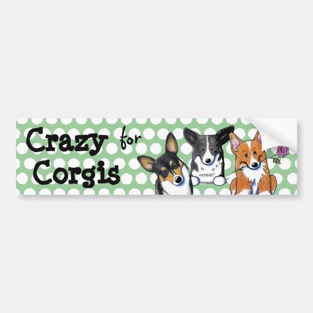 Crazy for Corgis Bumper Sticker Bildekal (Framsidan)