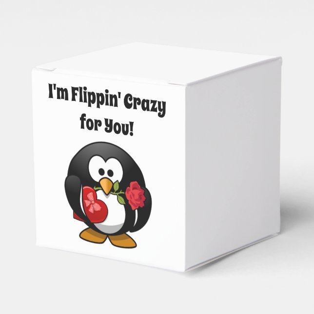 Crazy för dig Cute Valentine Day Kärlek Penguin Presentaskar (Framsidan Sidan)