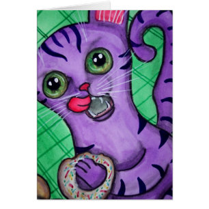 Crazy for Donuts Cat Hälsningskort