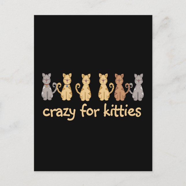 Crazy For Kattunge Tshirts and Gifts Vykort (Framsida)
