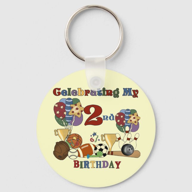 Crazy for Sports 2nd Birthday T-shirts and Gifts Nyckelring (Framsida)