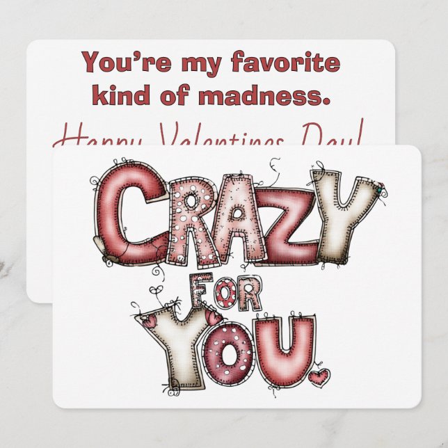 Crazy for You Valentine Card  Julkort (Fram/baksida)