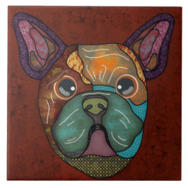 Crazy Fransk Bulldog ful ansikte Ceramic Tile Kakelplatta