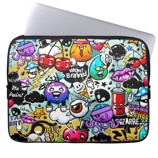 Crazy Fruits and Vegetables Graffiti Laptop Fodral (Framsidan)