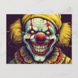 Crazy Funhouse Circus Clown Illustration Vykort