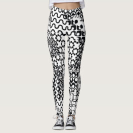 Crazy, Funky, Black and White Mönster, Coola Leggings