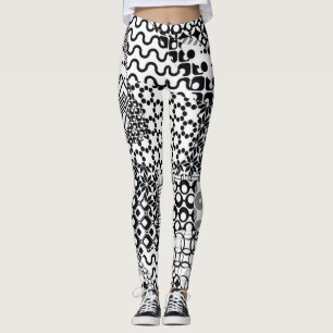 Crazy, Funky, Black and White Mönster, Coola Leggings