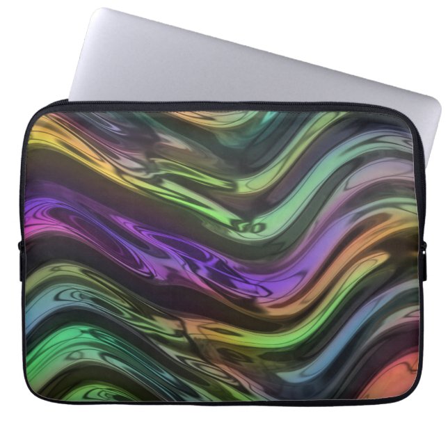 Crazy Funky Rainbow Ripple Vågar Art Mönster Laptop Fodral (Framsidan)