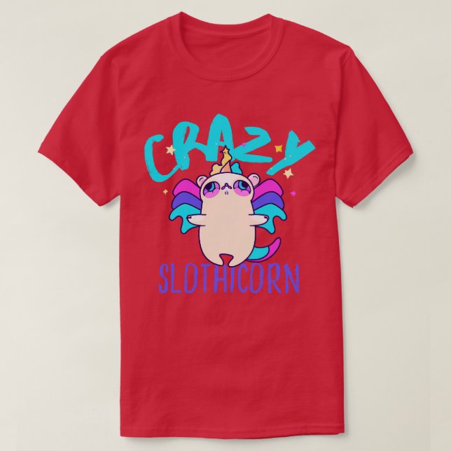 Crazy Funny Psychedelic Sloth Unicorn Hybrid Mix T Shirt (Design framsida)