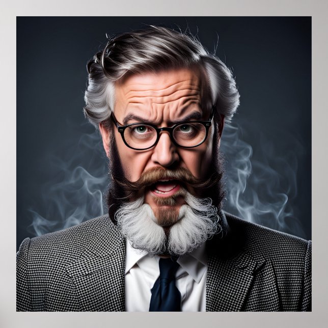 Crazy galen professor med skägg poster (Framsidan)