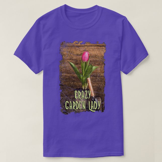 Crazy Garden Lady Vintage Design  T Shirt (Design framsida)
