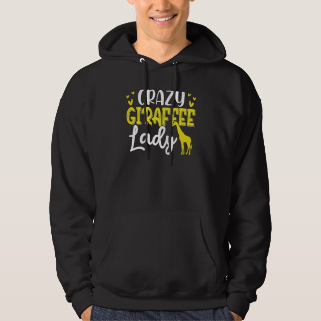 Crazy Giraffe Dam Funny Giraffe Älskare Hoodie (Framsida)