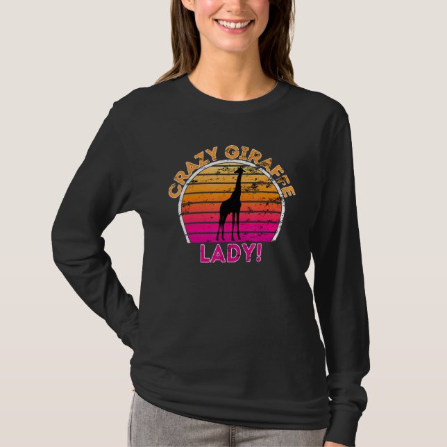 Crazy Giraffe Dam Funny Retro Giraffe T Shirt (Framsida)