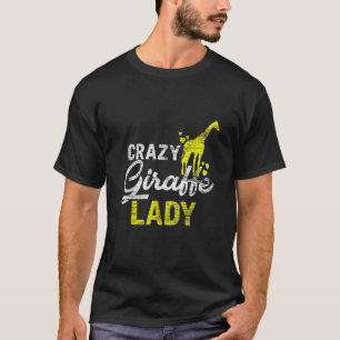 Crazy Giraffe Dam Vintage Zoo Keeper Girls Kvinnor T Shirt