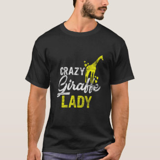 Crazy Giraffe Dam Vintage Zoo Keeper Girls Kvinnor T Shirt