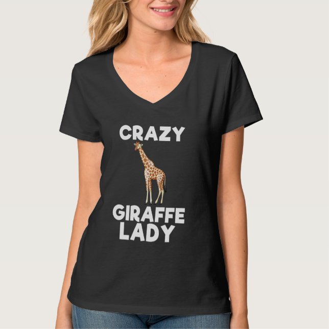 Crazy Giraffe Dam Zookeeper Djurflickor Kvinnor T Shirt (Framsida)