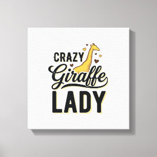 Crazy Giraffe Lady Vintage Gravyr T-Shirt Design Canvastryck