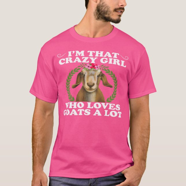 Crazy Girl som Kärlek Goats Funny Goat T Shirt (Framsida)