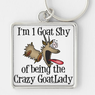Crazy Goat Dam GetYerGoat Fyrkantig Silverfärgad Nyckelring
