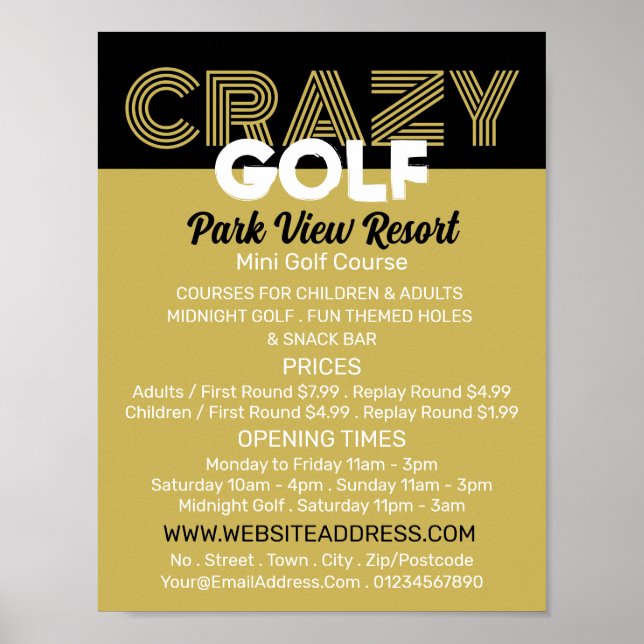 Crazy Golf Slogan, Mini Golf Course Advertising Poster (Framsidan)