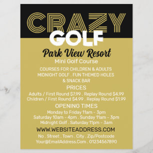 Crazy Golf Slogan, Mini Golf Course Advertising Reklamblad