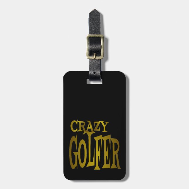 Crazy Golfer i Guld Bagagebricka (Vertikal Framsida)