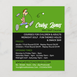 Crazy Golfer, Mini Golf Course Advertising Flygblad