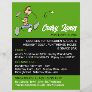 Crazy Golfer, Mini Golf Course Advertising Reklamblad
