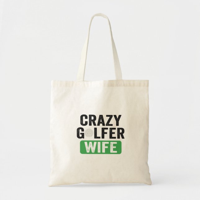 Crazy Golfer Wife Funny Golf Widow Maka Golf Cours Tygkasse (Framsidan)