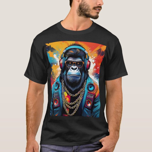 Crazy gorilla T-shirt-design T Shirt (Framsida)