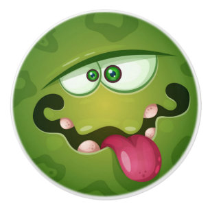 Crazy Grönt Monster Ansikte Knopp