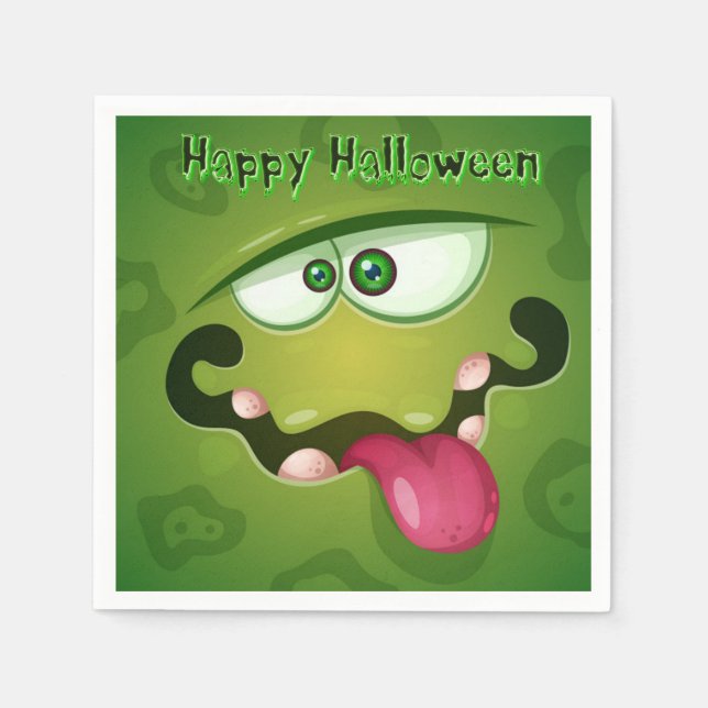 Crazy Grönt Monster Ansikte Pappersservett (Framsidan)