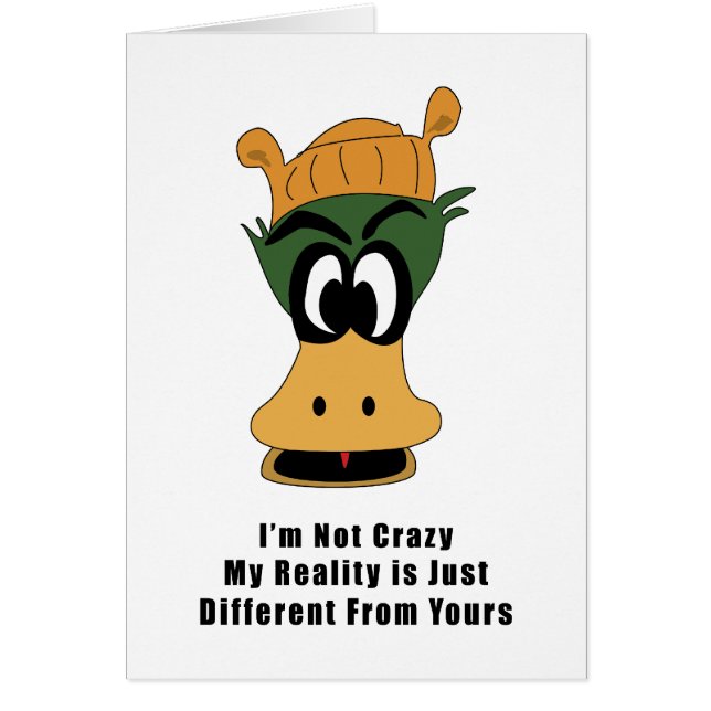 Crazy Grönt Tecknad Anka Different Reality OBS Kort (Framsidan)