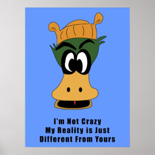 Crazy Grönt Tecknad Anka Different Reality Poster