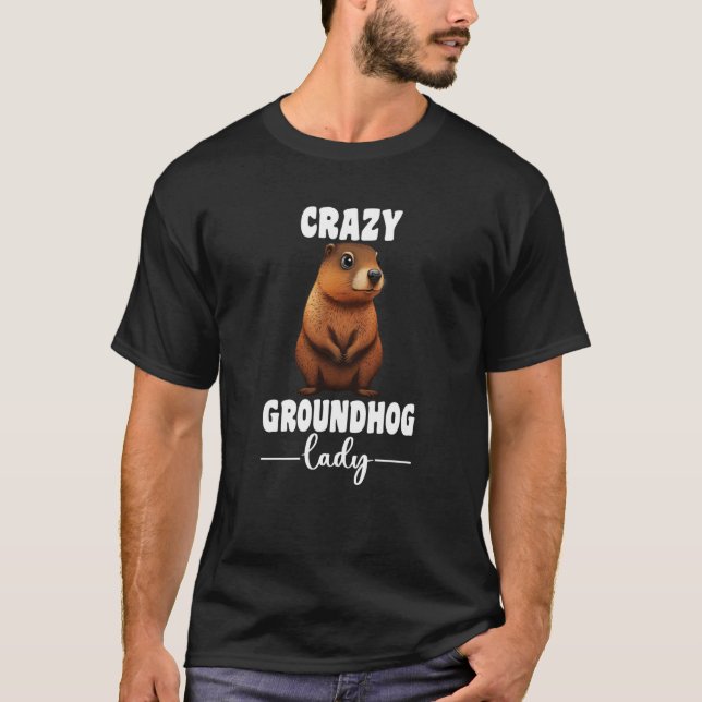 Crazy Groundhog Lady Happy Groundhog Day 2023 Girl T Shirt (Framsida)