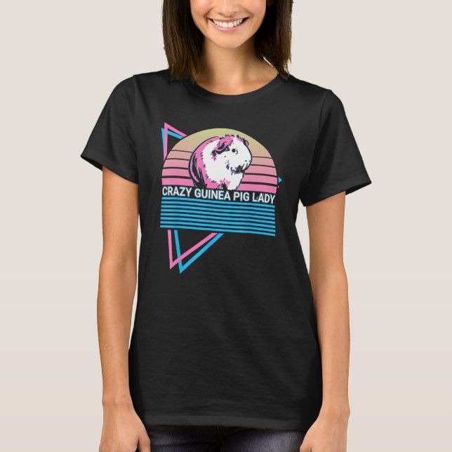 Crazy Guinea Pig Lady Crazy Guinea Pig Lady Retro T Shirt (Framsida)